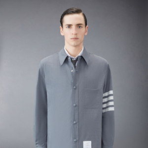 톰브라운  4-바 울 스냅 프론트 셔츠 재킷 (그레이)